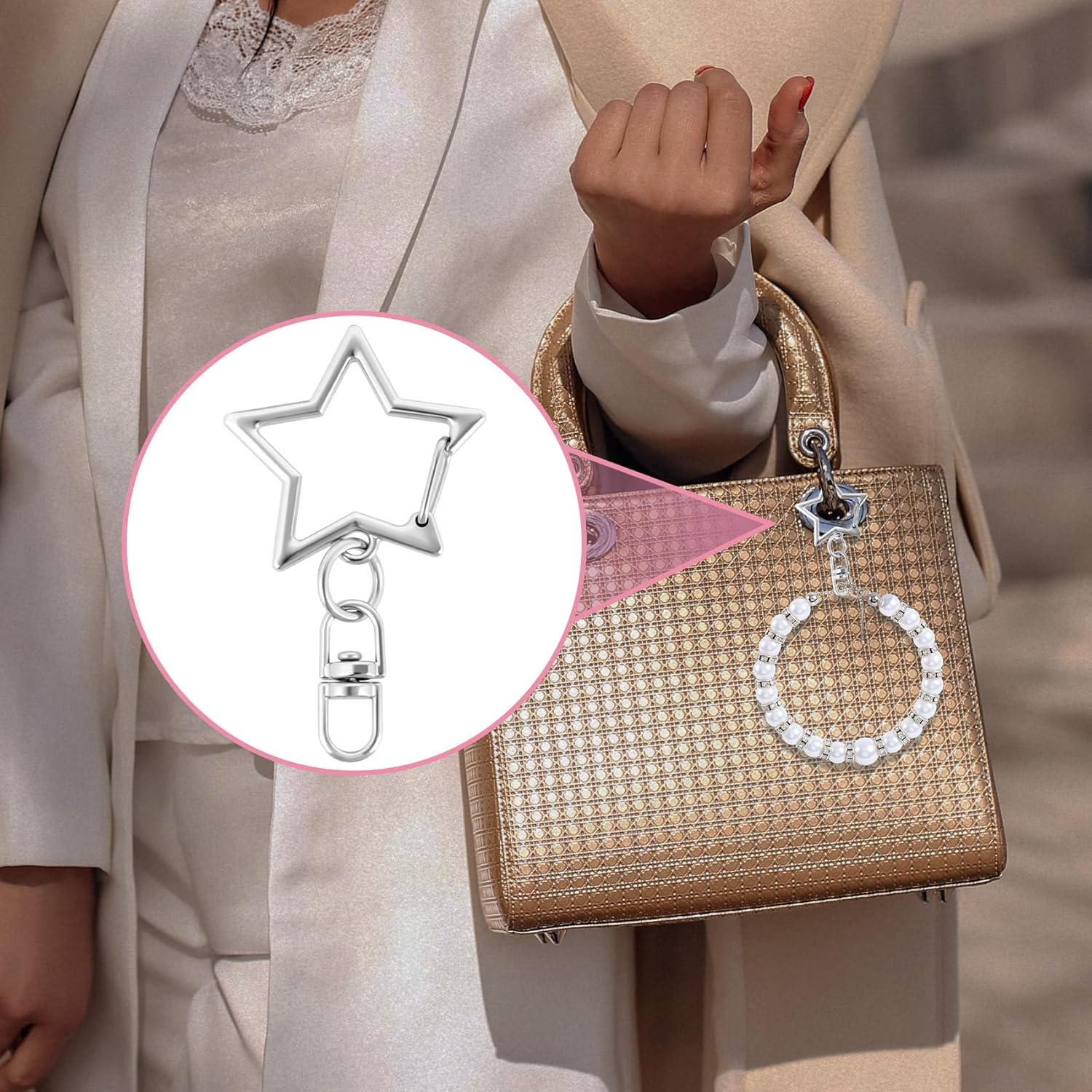 10 Pcs Cute Star Keychain Clasp, Metal Star Keychains Clip Buckles with Chain Hanging Buckle and Open Jump Ring, Swivel Lobster Snap Rings for DIY Crafts, Keychain Accessories (Silver) - Image 5