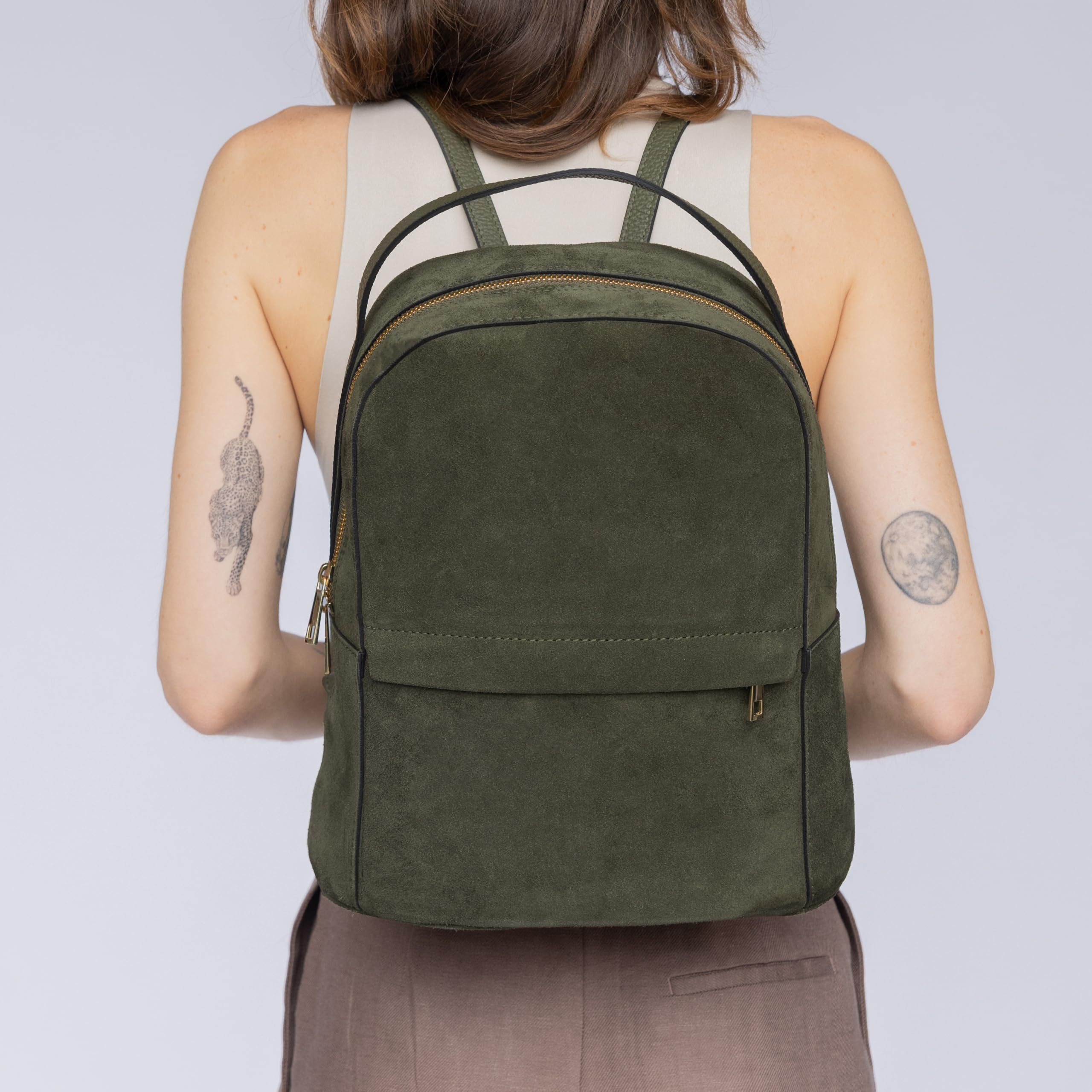 Gusti Leder Rucksack Malene, Grün, Damen, Leder, 14x29.5x30 cm