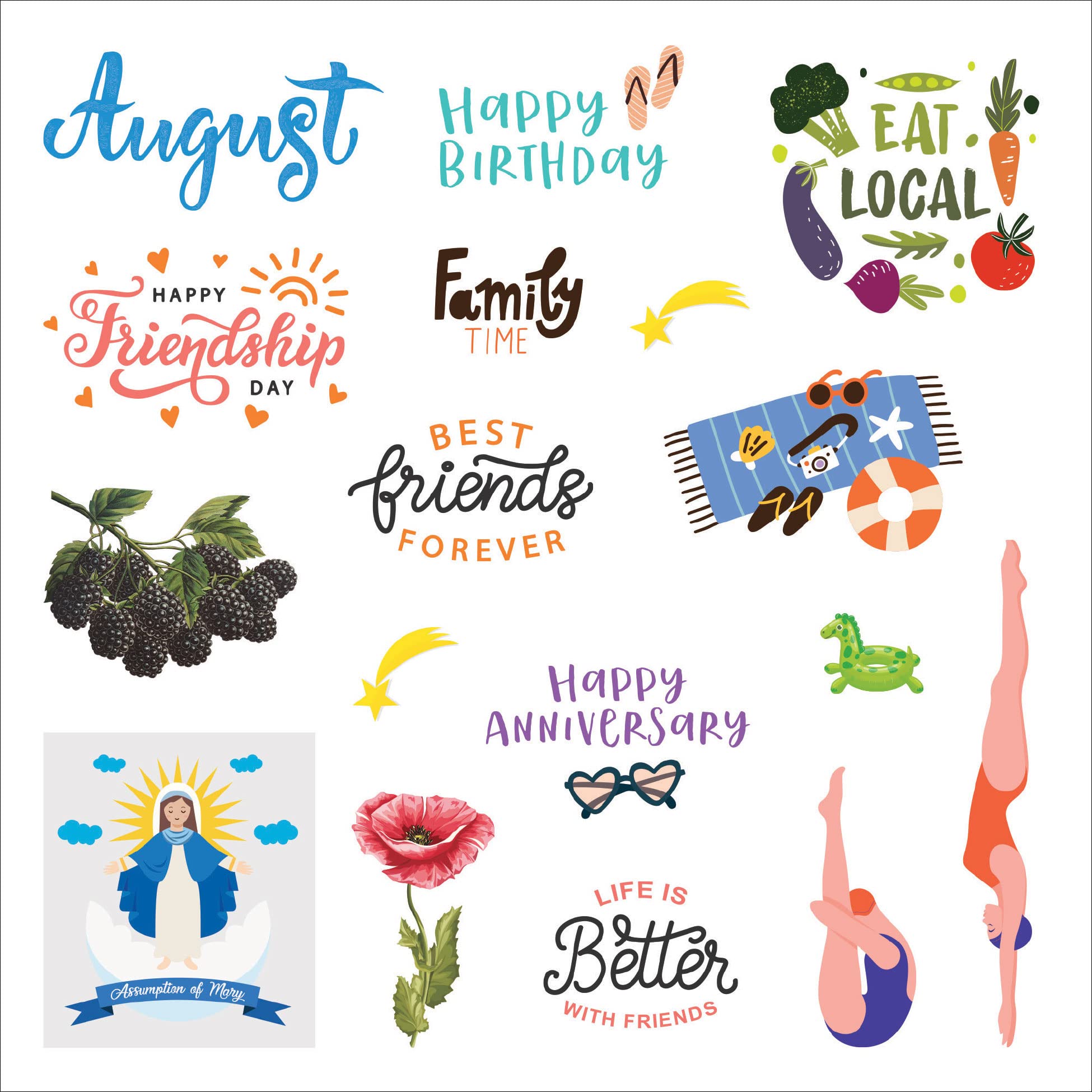 A Year in Stickers: Fun Pictures and Words to Highlight Celebrations