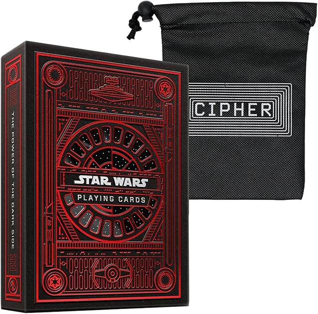 Star Wars Playing Cards by Theory 11 - Officially Licensed Star Wars Deck - Red and Blue - Includes Cipher Card Bag (Red)
