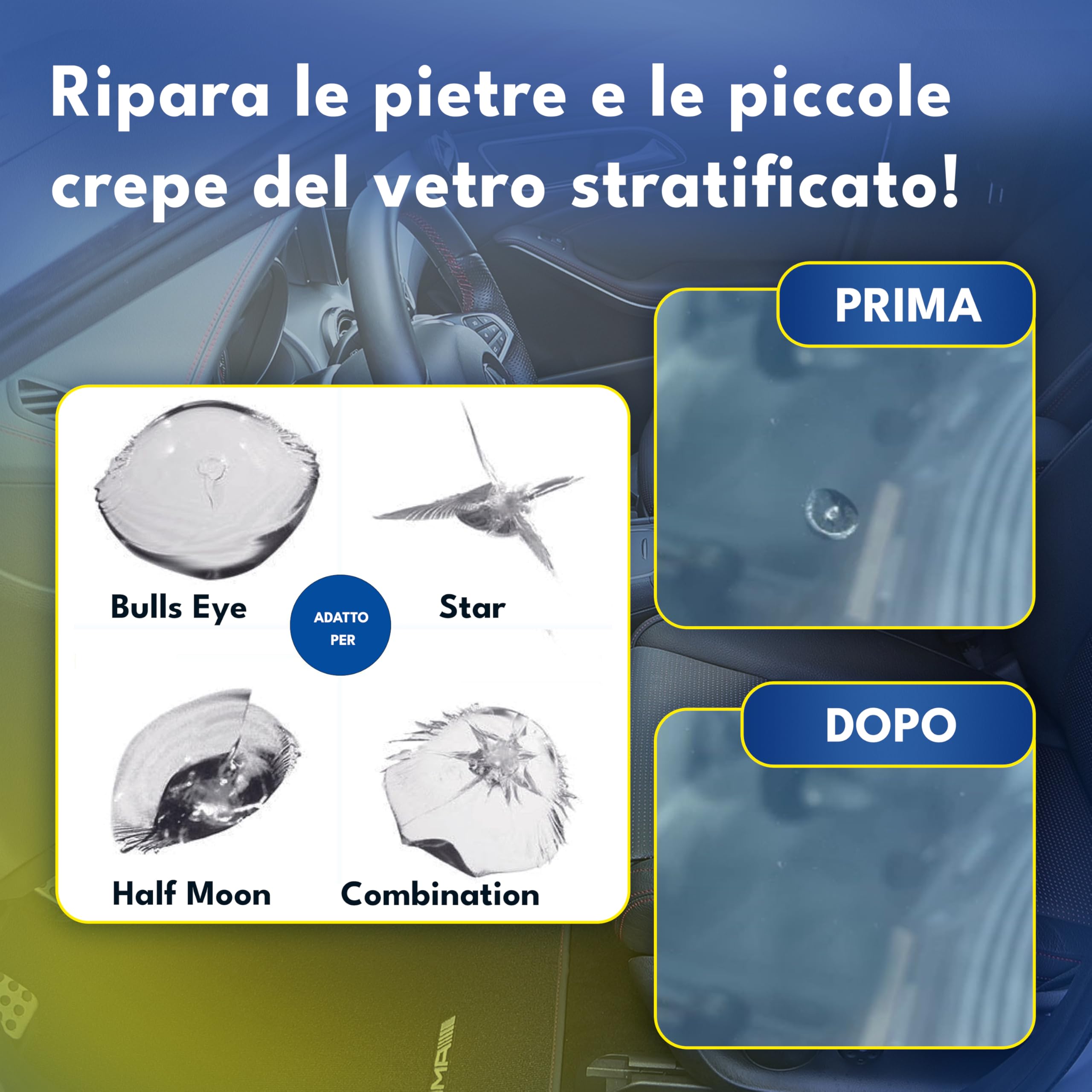 Kit Riparazione Parabrezza Auto Con Luce UV - Ripara Scheggiature E Crepe - Foto 9