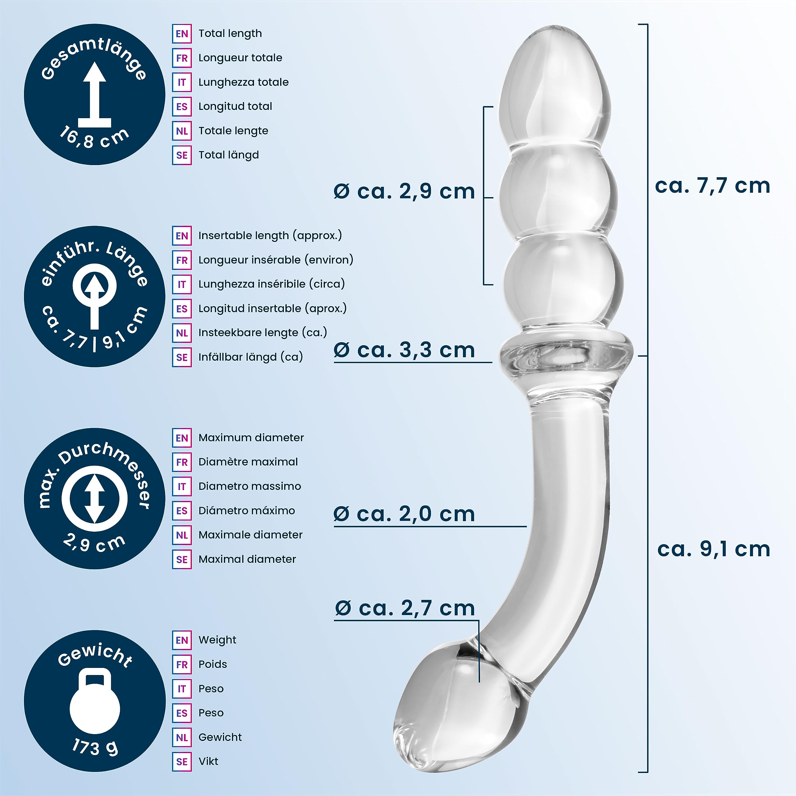 DUKESTON Glass Dildo Transparent Glass Dildo Prostate Massager Man Double  Dilos for Women Dilos Men (16.8 cm Long, 173 g Weight) : Amazon.de: Health  & Personal Care