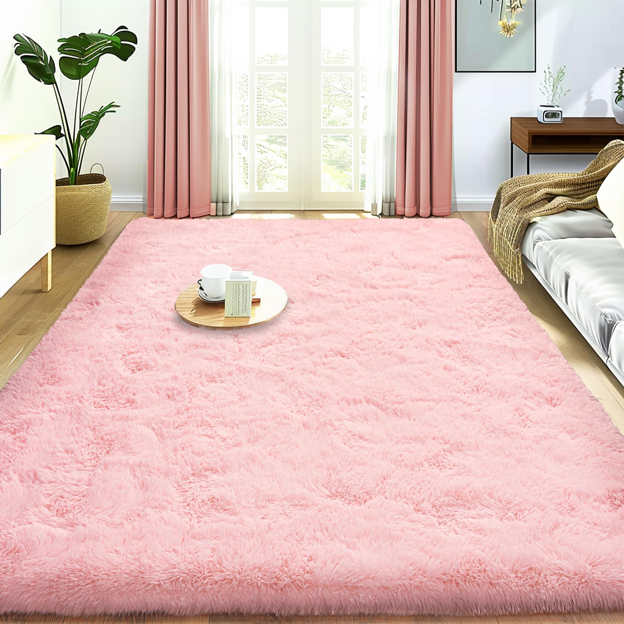 Super Fluffy Rug for Bedroom, 4x6 Shag Fuzzy Area Rug for Living Room Bedroom, Plush Soft Carpet for Girls Boys Kids, Non Slip Throw Rugs for Dorm,