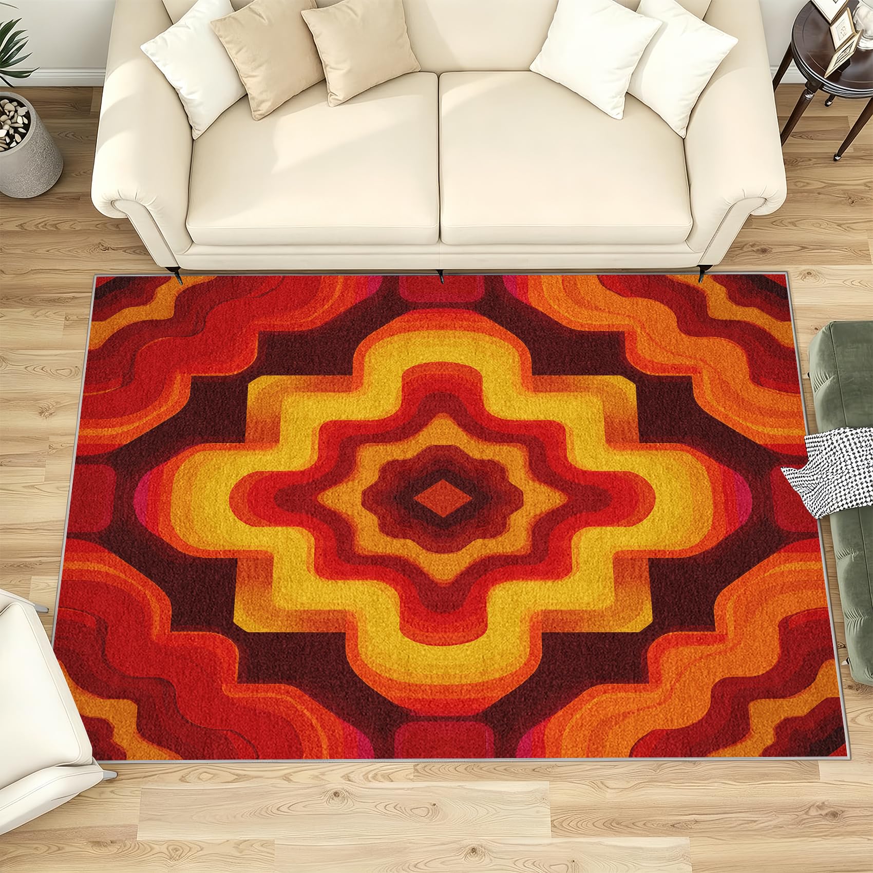 Tapis lavable en machine 200x300 antidérapant et doux style boho