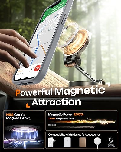 Miniatura 268 de TOCOL Funda magnética 3 en 1 para iPhone 15 Pro, mejorada [protección completa de cámara] con 2 protectores de pantalla, compatible con MagSafe, Gris