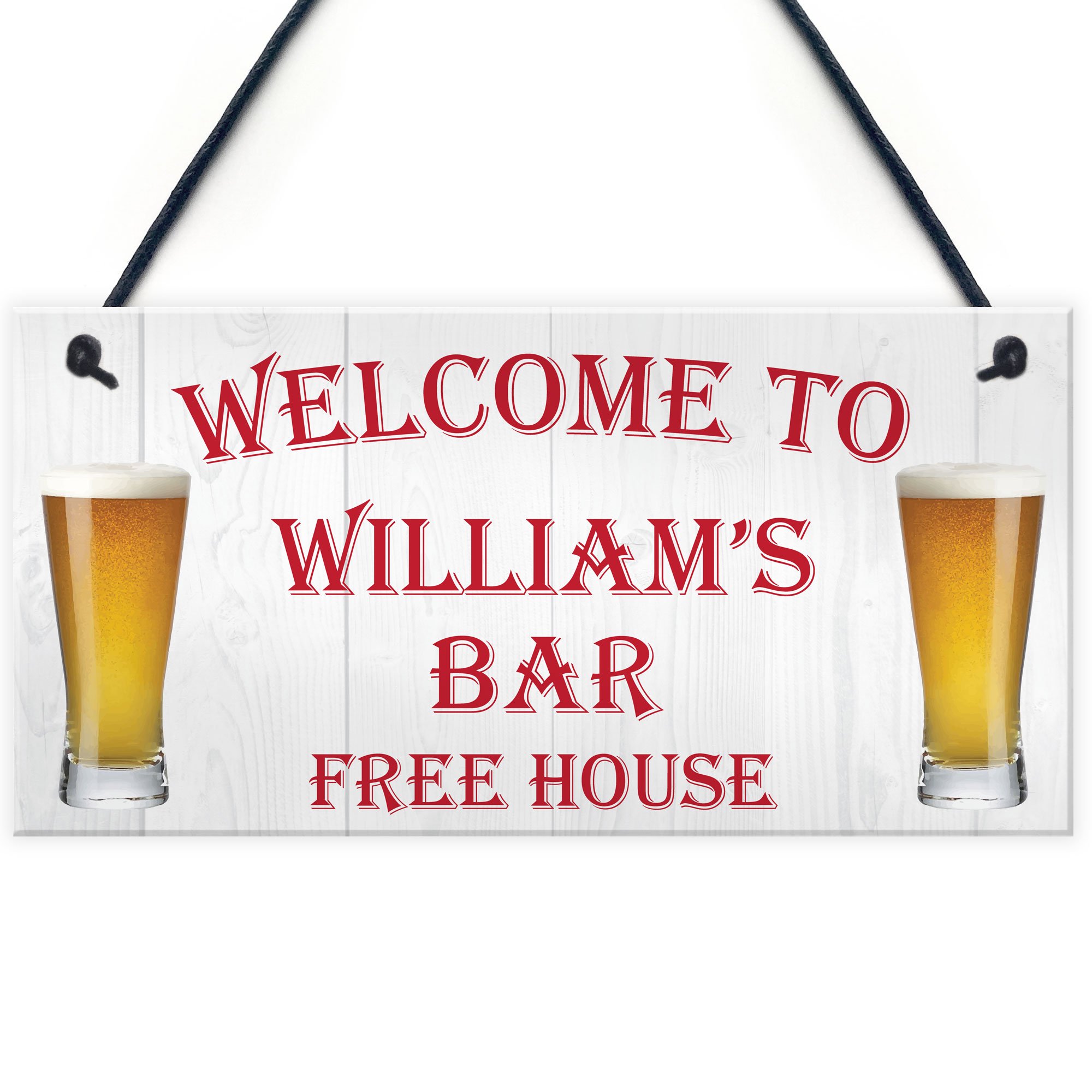 Red Ocean Personalised Pub Bar Man Cave Hanging Sign Garden Shed BBQ Home Brewery Gift