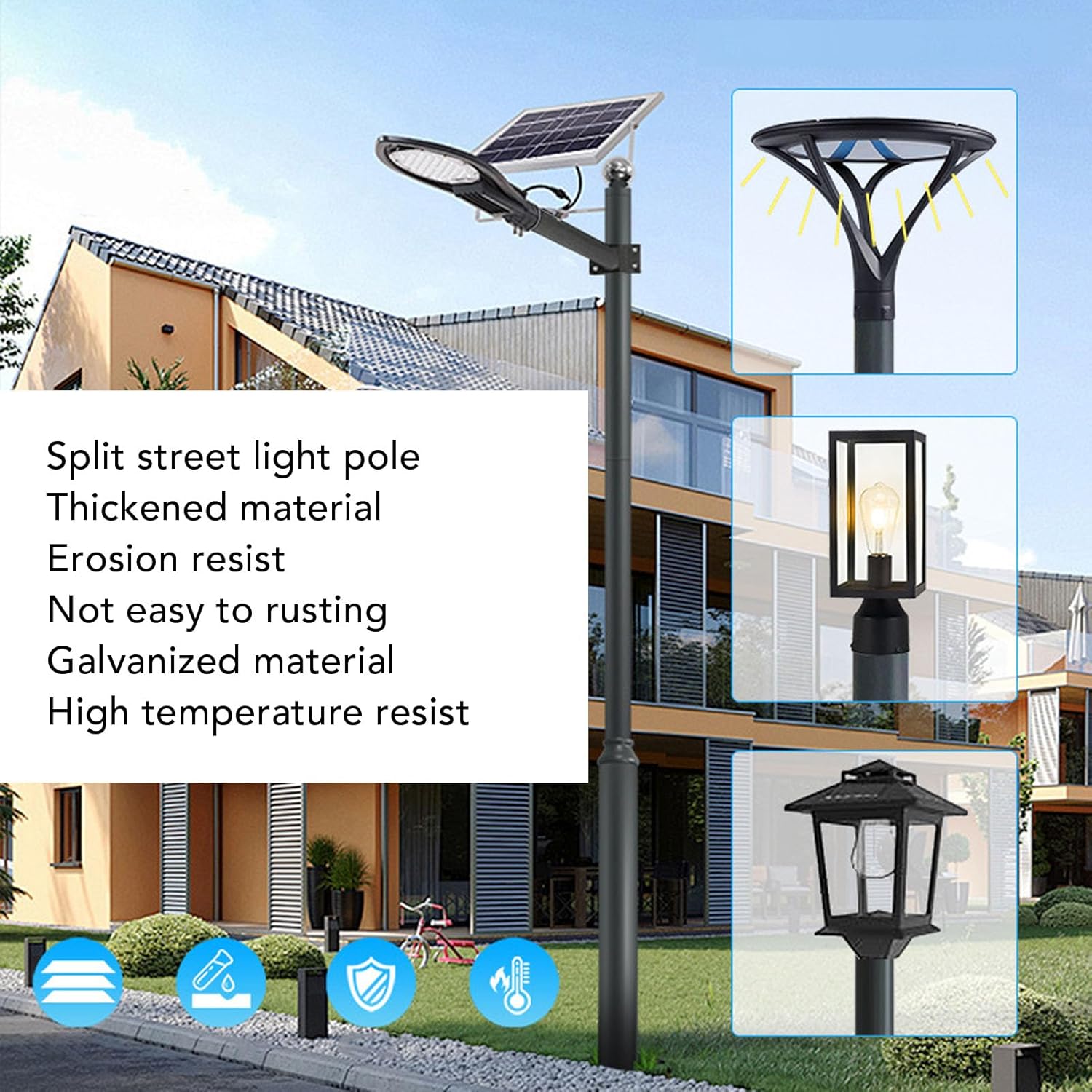 Eujgoov 16ft Q235 Steel Street Light Pole Weatherproof Side Mounted Heavy Duty Light Post for Basketball Courts Parking Lots