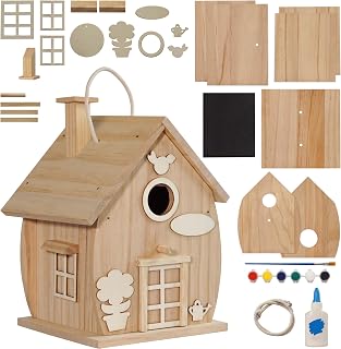 MIXUMON Wooden DIY Bird House Kit, Premium Wooden Bird House Kit, Build it Yourself Birdhouse, Birdhouse for Garden Yard Decor.