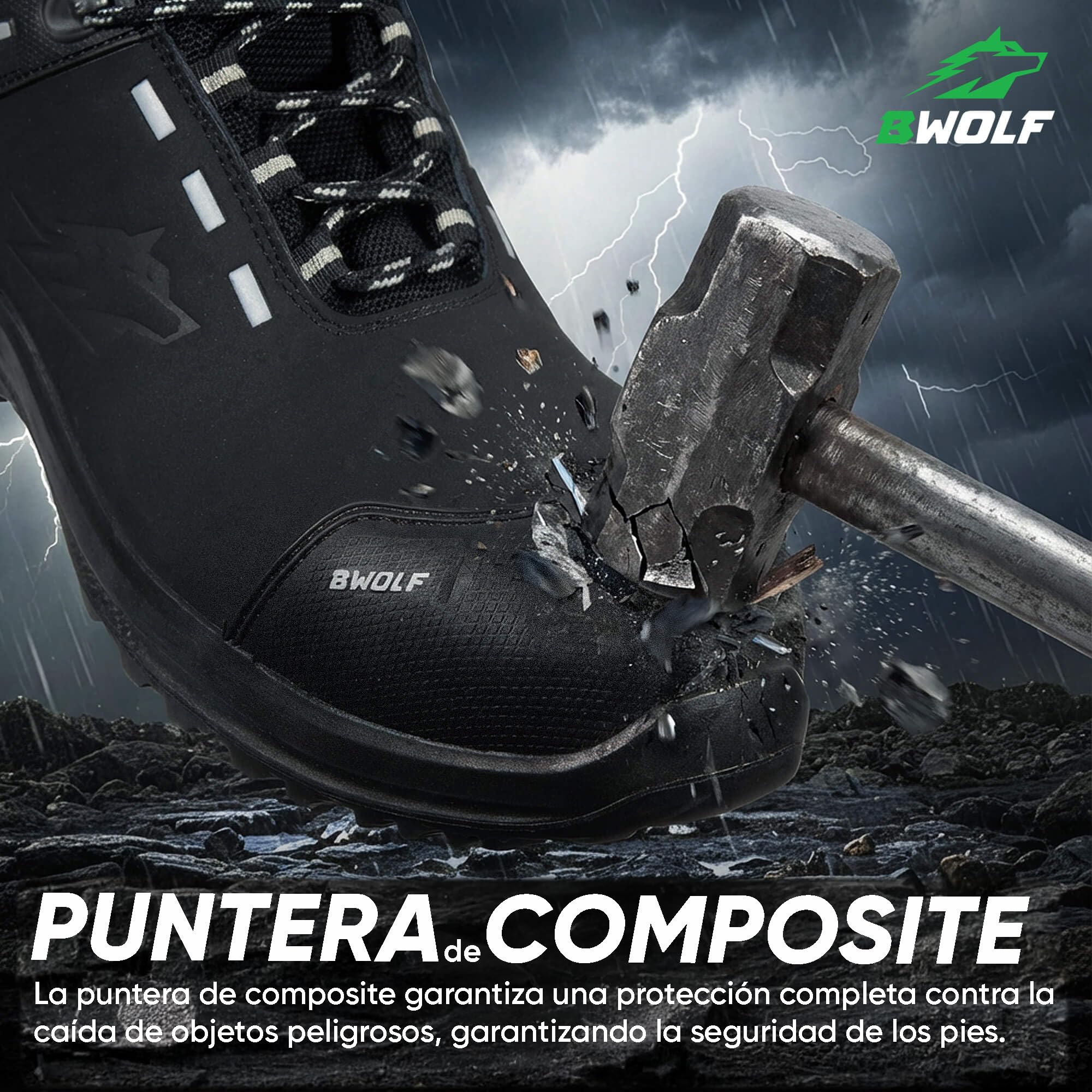 BWOLF Defender HIS3 - Zapatos de seguridad para hombre de piel nobuck repelente al agua, puntera de Kevlar y entresuela antideslizante