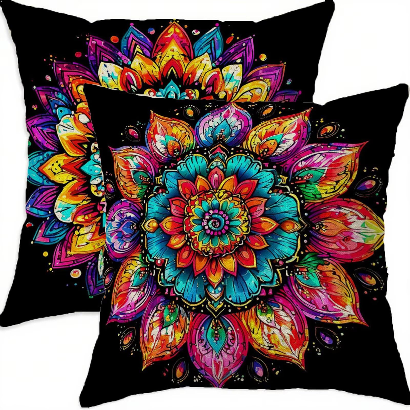 Housse coussin 80x80cm violette en lin double face imperméable de luxe
