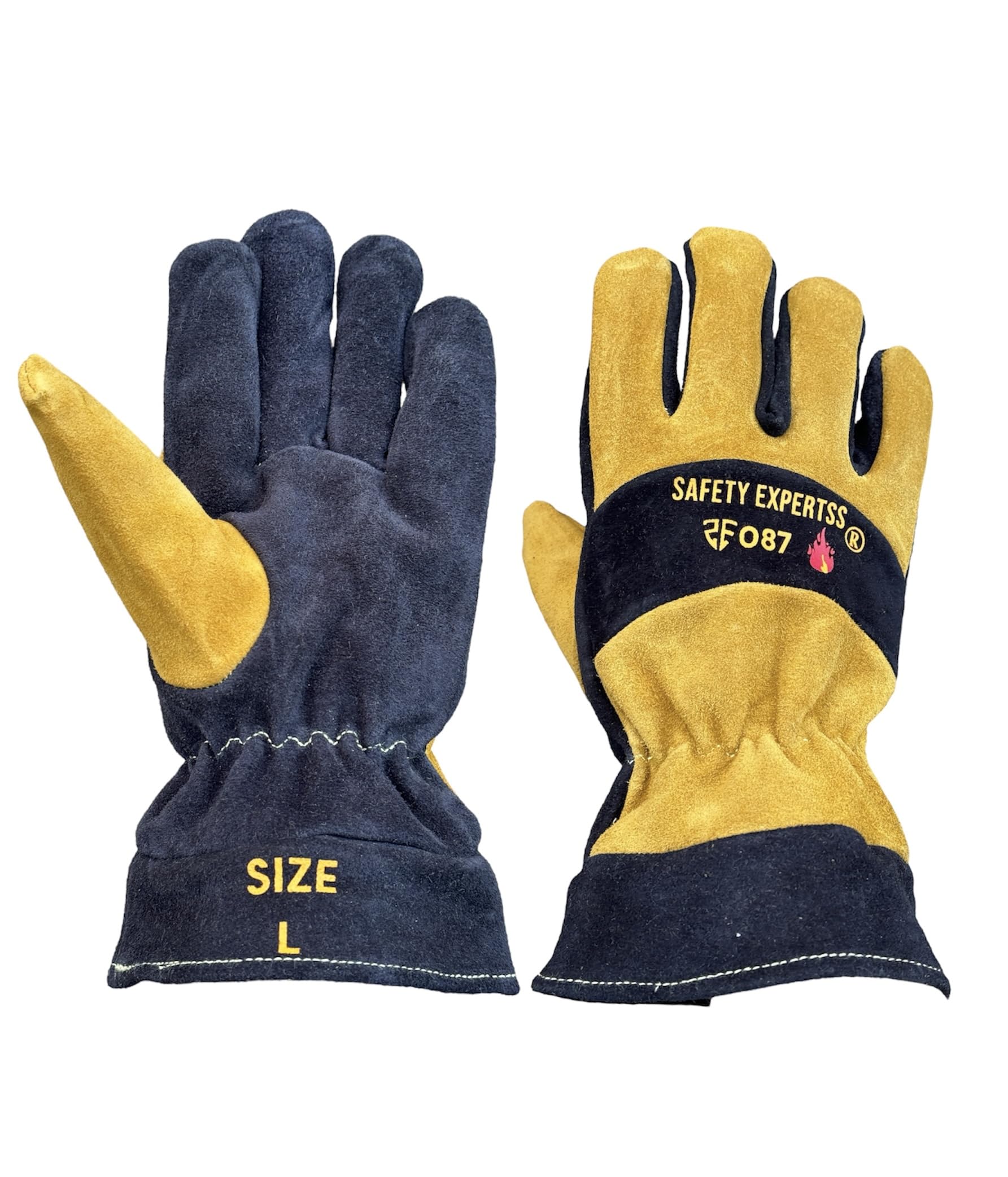 Firefighter Leather Structural Gloves Flame Resistance Fabric lining Heat Resistance for safety Protection