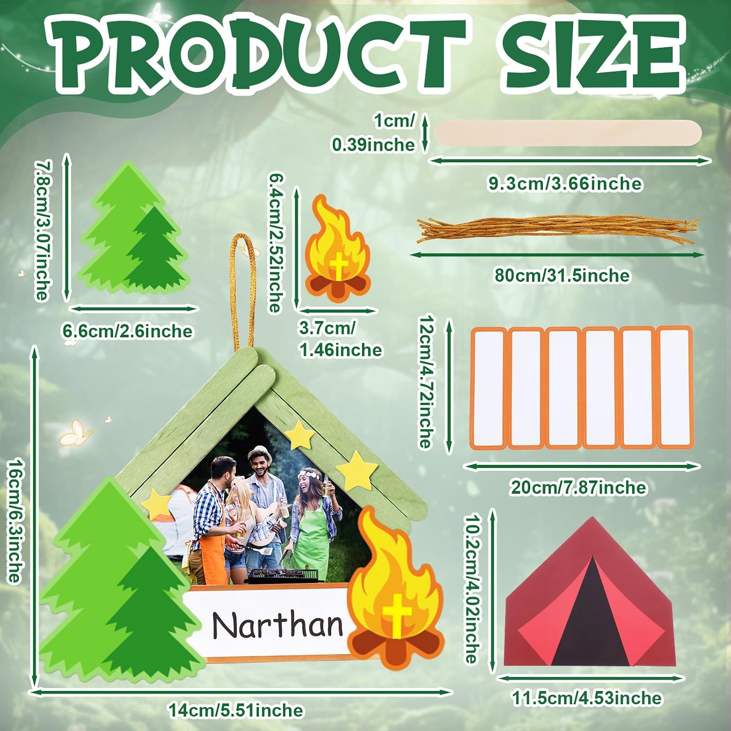 Geelin 24 Sets Camp Crafts Camping Wood Frame Crafts Stick Kit DIY Picture Frame Gifts Bulk Camping Party Favor Hanging Ornaments for VBS Sunday School Home Activities Party Supplies (Religious) image 2