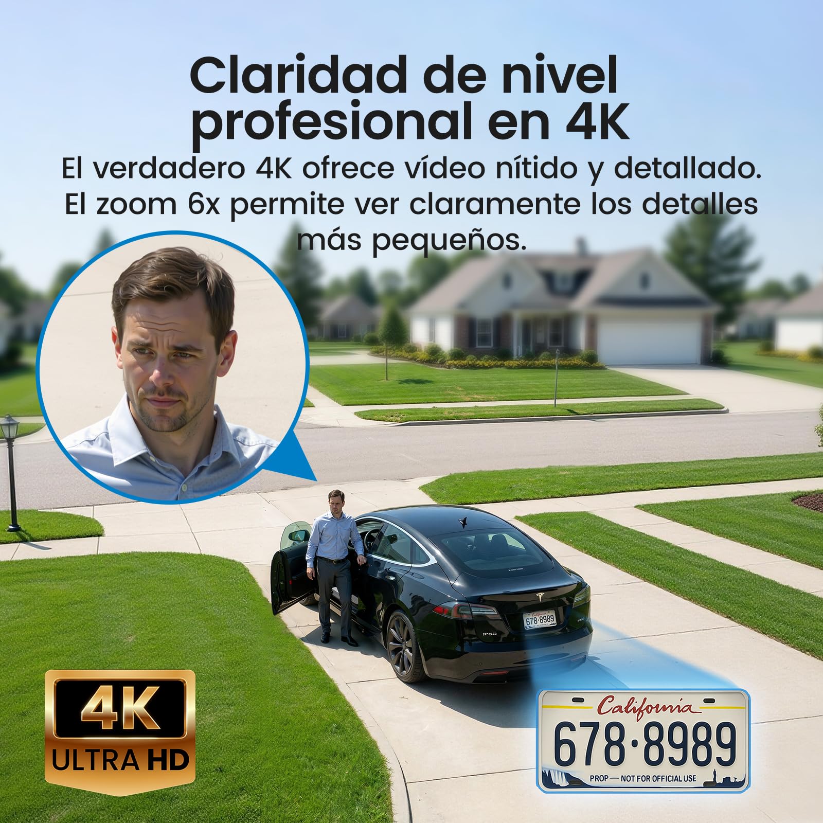 aosu Cámara Vigilancia Exterior Solar 4K 8MP UHD con batería, PTZ 360°, Panel Solar, WiFi, detección PIR, Auto Tracking, visión Nocturna Color, Audio 2 vías, Alarma IP65