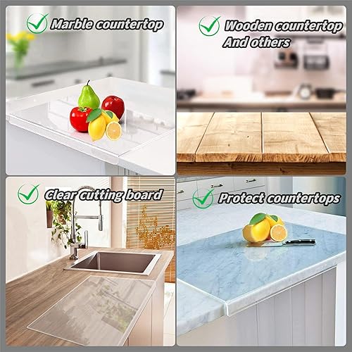 Miniatura 4 de Tabla de cortar acrílica, tablas de cortar transparentes con borde antideslizante, 16 x 12 pulgadas, 2024 tabla de cortar de grosor mejorado para