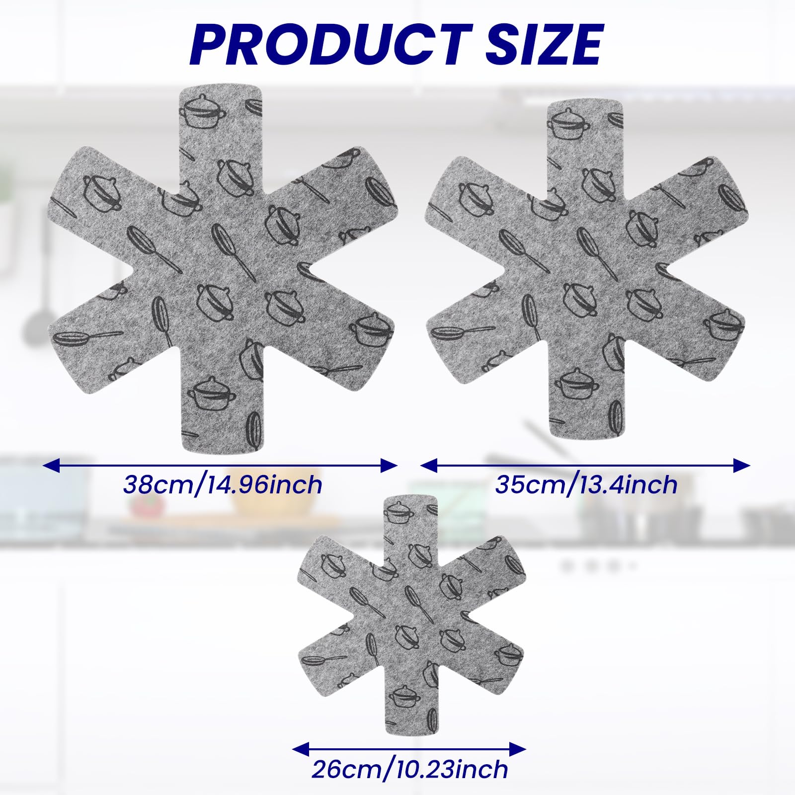 15 Pièces Protege Poele, Protection Poele, Protege Poêle Feutrine, pour poêles, casseroles, Bols et Autres ustensiles de Cuisine (38/35/26 cm) Gris