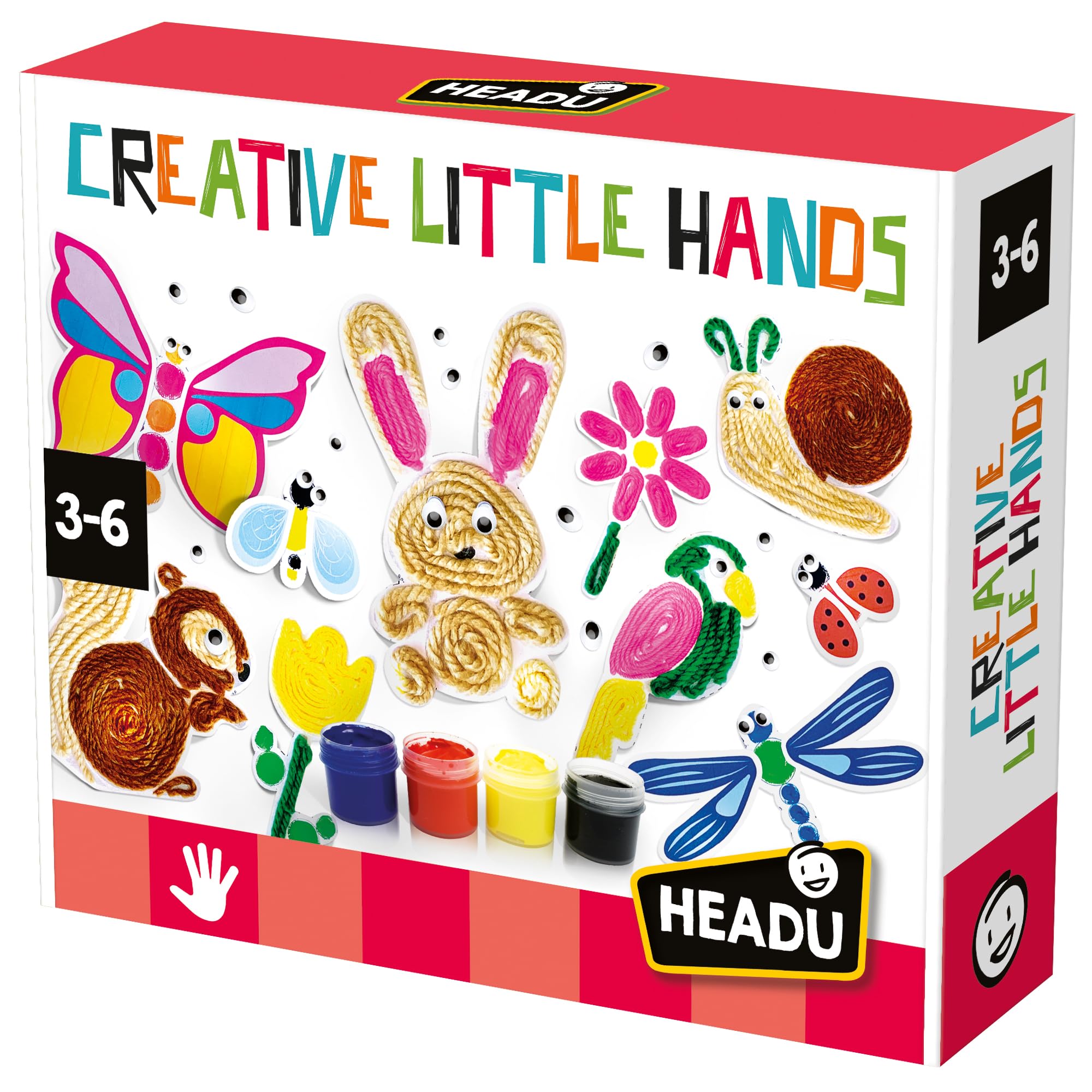 Headu - Creative Little Hands Kids Craft Set, Craft Kit, Children's Craft Kits, Artistic Techniques, Finger Paints, Glue, Woollen Threads, Ages 3-6, Arts and Crafts for Kids