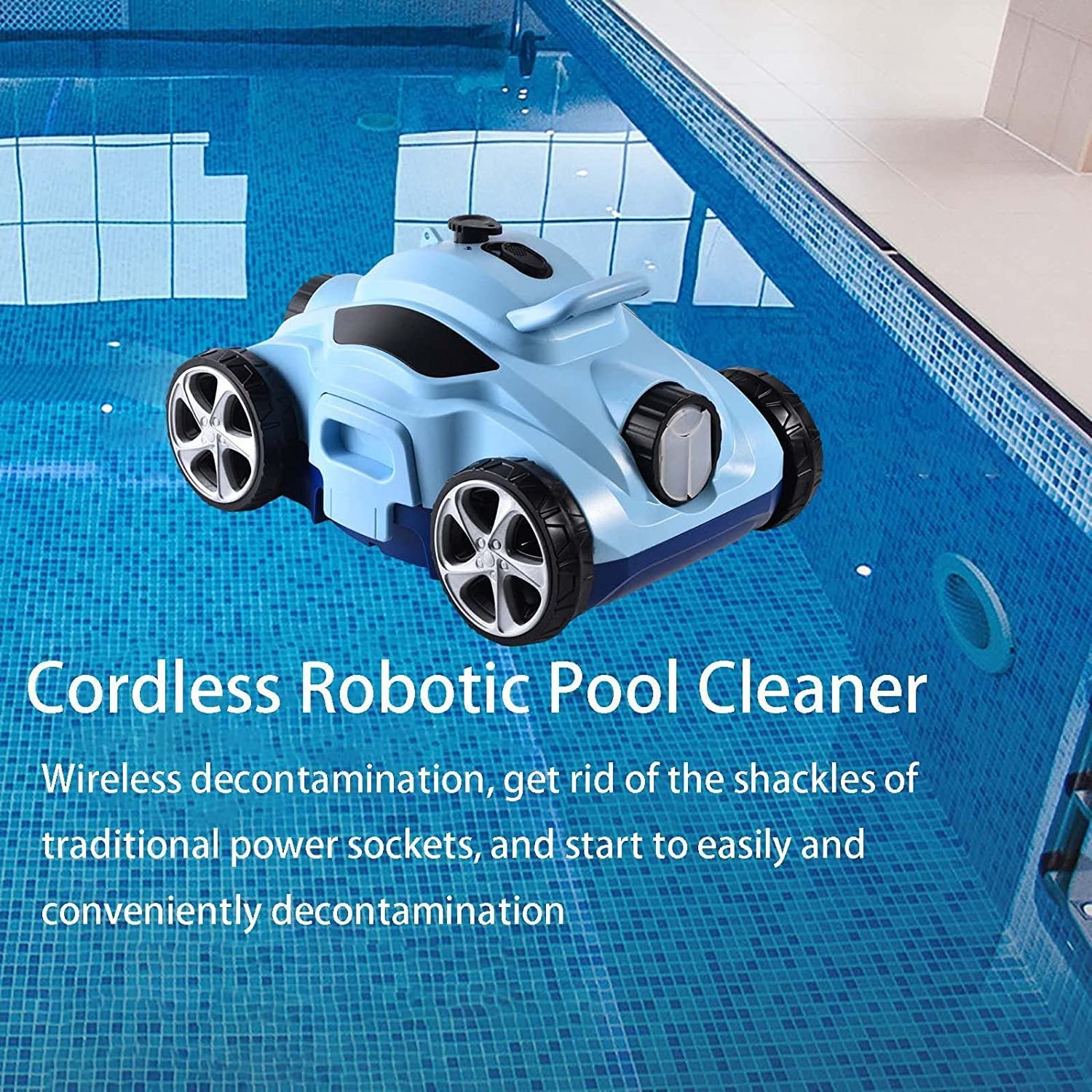 Inteligentny robot do czyszczenia basenów, bezprzewodowy odkurzacz basenowy Scrubber do płytek ze 100 minutami pracy, odkurzacz basenowy z silnym ssaniem i łatwym dostępem Kanister filtra do basenów