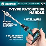 LIBRATON 24PCS Universal Socket & Ratchet T-Handle Screwdriver Set with Multi Bit Set, Magnetic Ratcheting Handle, Socket Adapter, with Storage Case, for DIY, Auto Repair