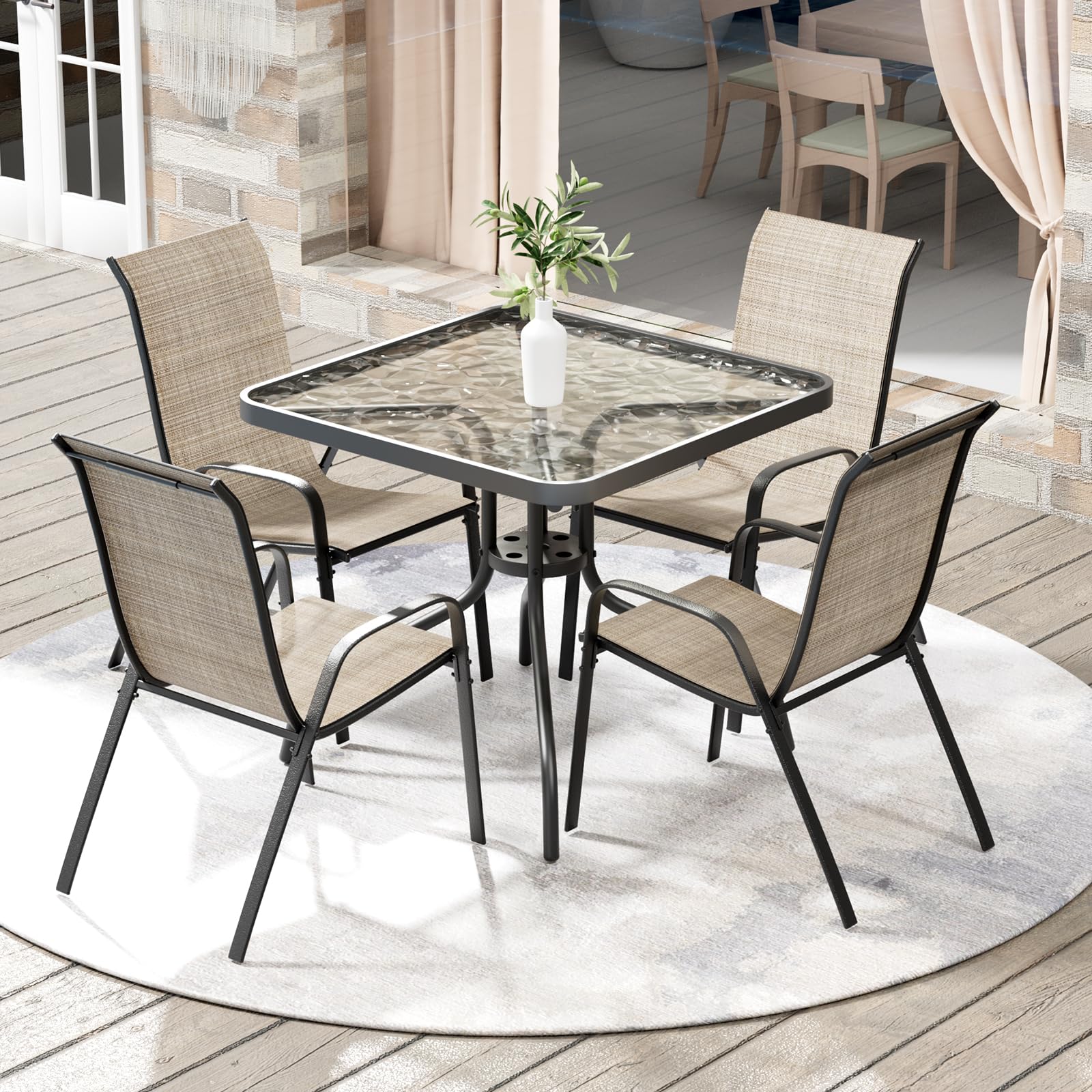Five-Piece Glass Outdoor Dining Set