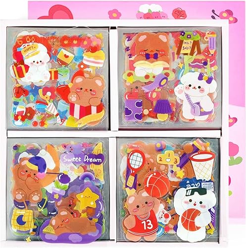 Miniatura 2 de Lindo juego de sábanas de calcomanías kawaii  100 piezas de manual de dibujos animados transparentes de PET, diarios de viñetas, calcomanías