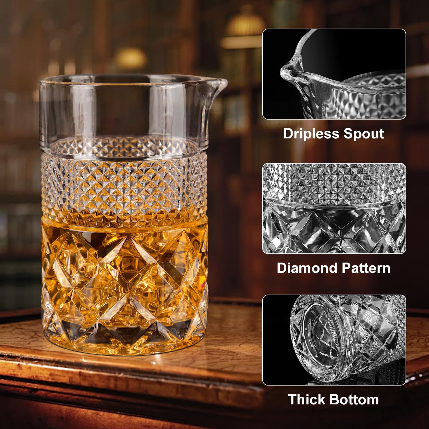 Cotail Mixing Glass, Crystal Pitcher Thi Base Design Bartending