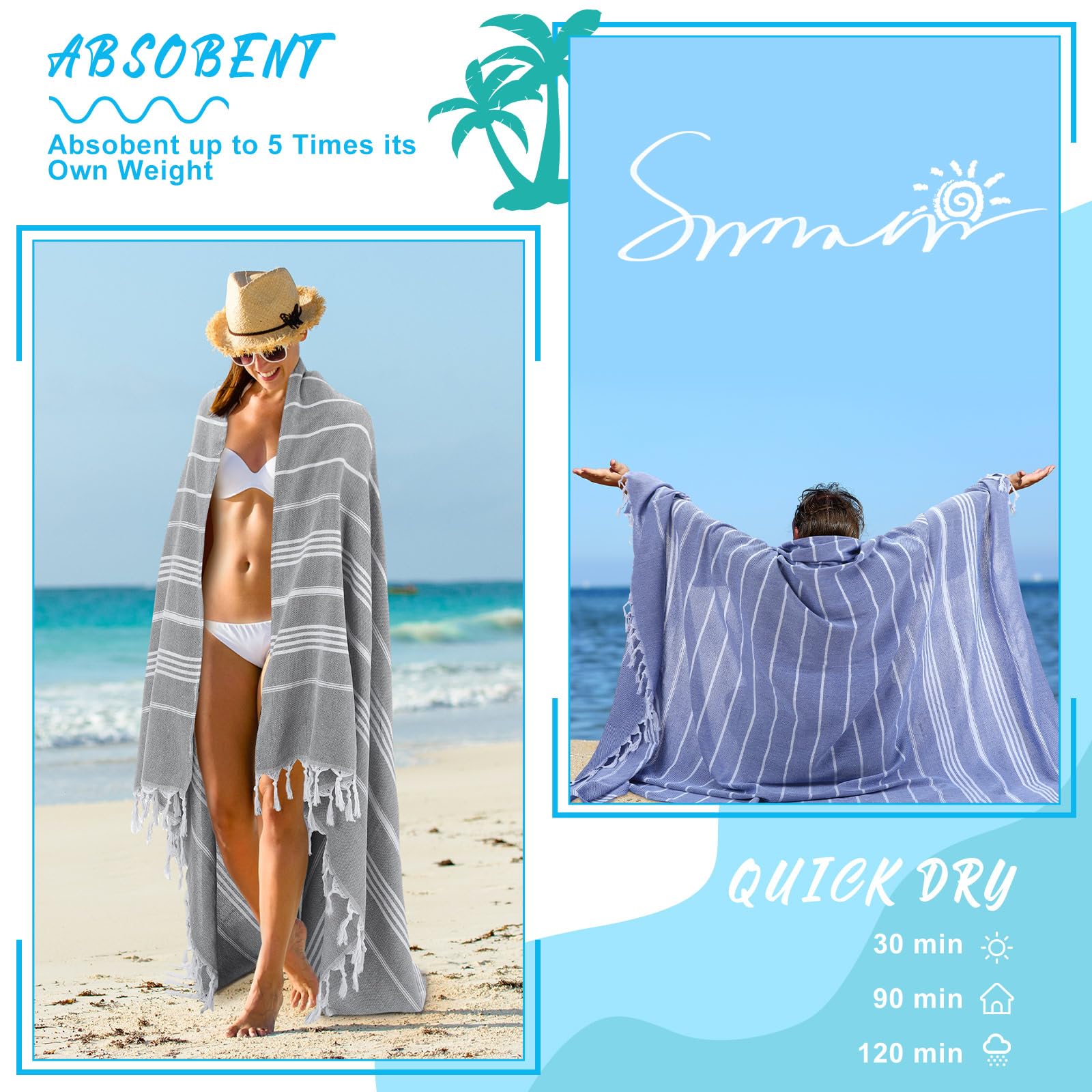 Heather Iron Beach Towel グラッシーグリーン Amazon.com: Bee Beach Towel, Beach Towels Oversized