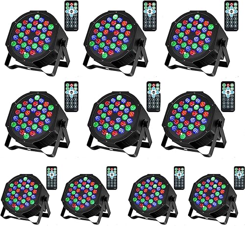 Litake - Luces Par de DJ, RGB 36 LED, luces de escenario activadas por sonido, luces LED ascendentes controladas por control remoto y DMX, 7 modos