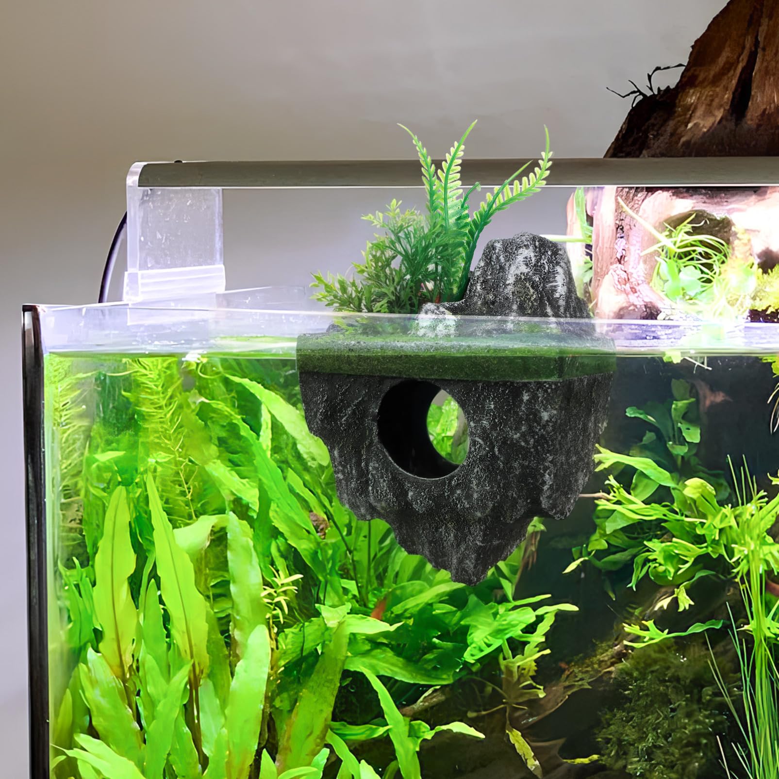 VICASKY Lifelike Fish Hideout Rock Cave Floating Decorations for Aquarium Landscape