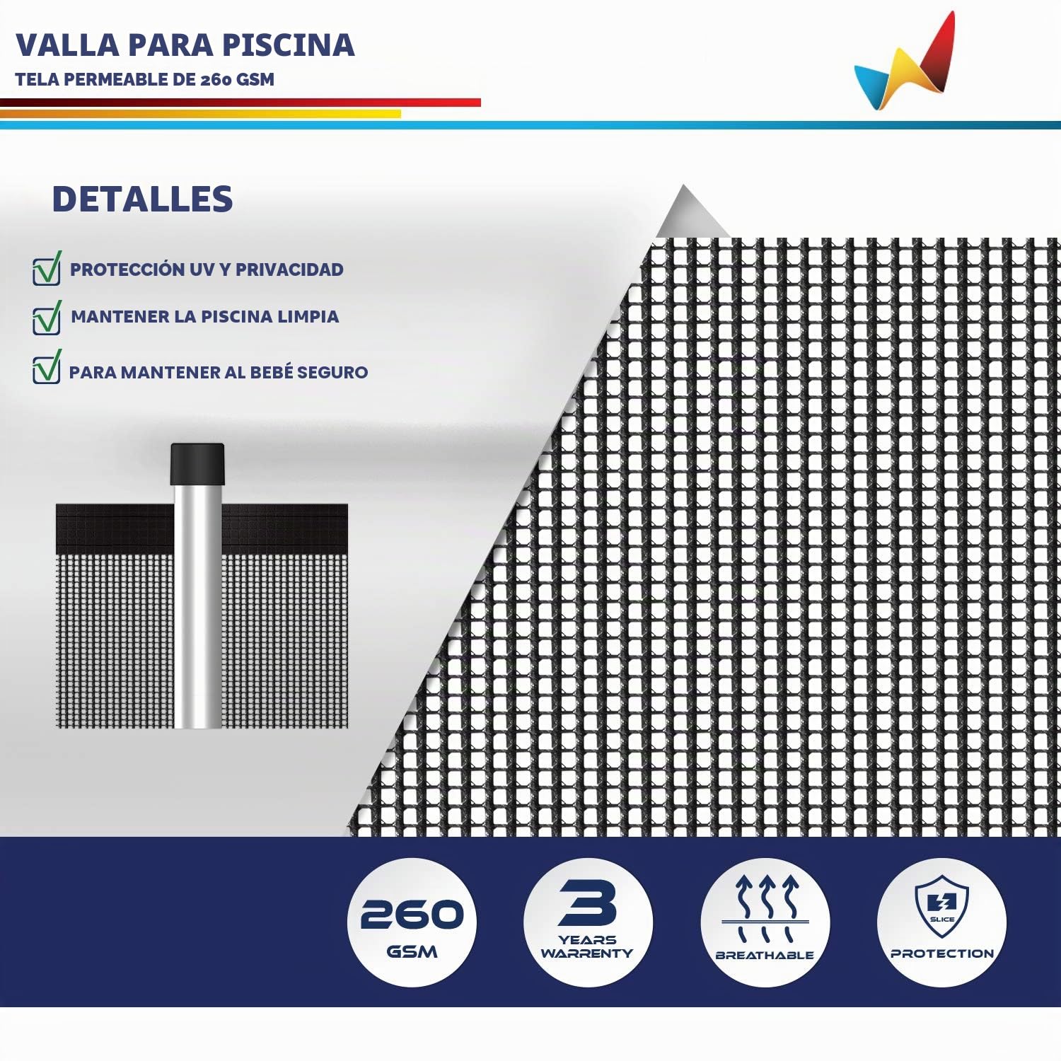 Windscreen4less Valla al aire libre para piscina bebé niños valla de seguridad patio trasero cubierta patio jardín valla extraíble 6'x16'