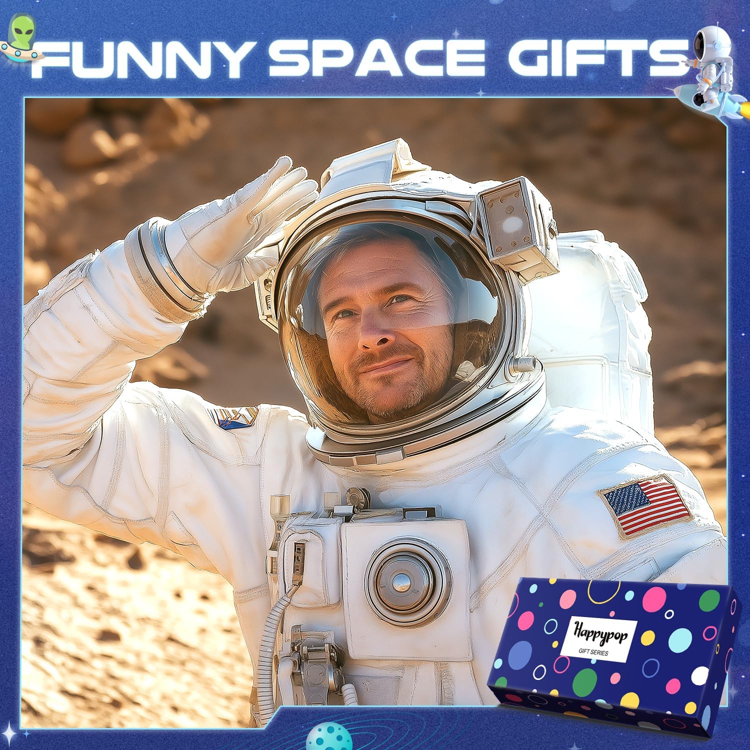 Funny Socks for Men - Christmas Shark Space Gifts Alien Bigfoot Socks for Men 4 Pack - Image 6