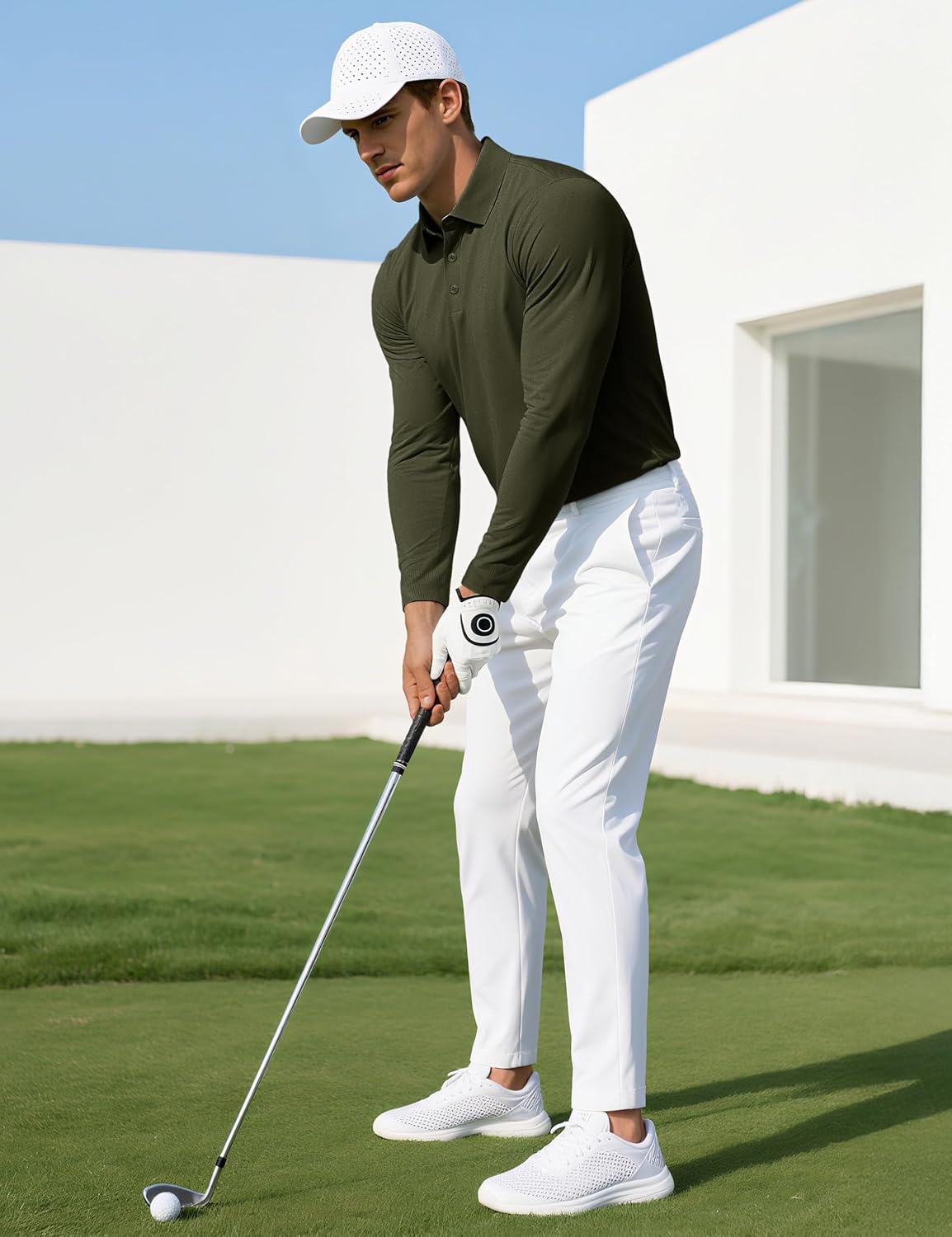 MAGCOMSEN Men's Polo Shirts Long Sleeve Collared Moisture Wicking Performance Golf Athletic Casual Work - Image 2