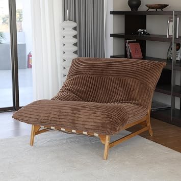 Oversized Brown Lounge Chair, 51" Plush Fabric Sofa Chair, Modern Lazy Singlg Chairs, Comfy Accent Leisure Lounge Chairs for Living Room/Apartment/Small Space