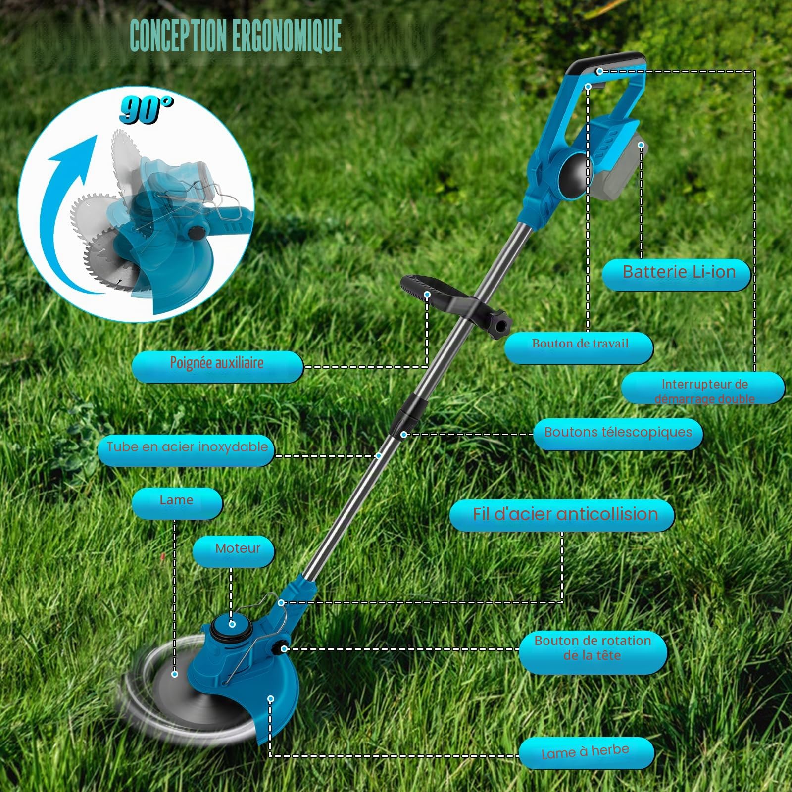 Débroussailleuse sans Fil télescopique pour Makita 18V (sans Batterie)