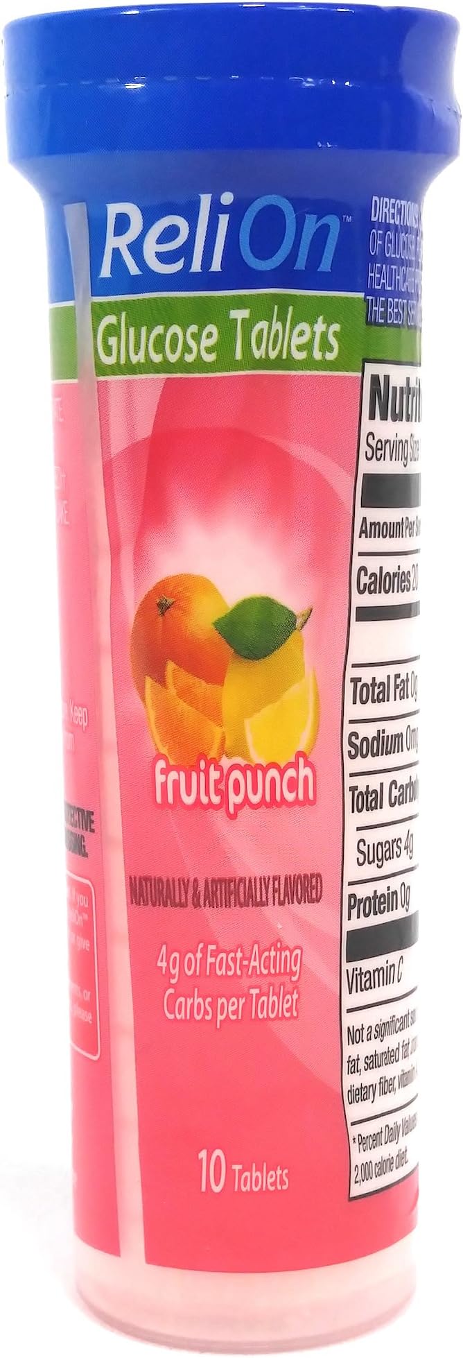 Reli On Glucose Fruit Punch, 10 Tablets, On-The-Go Tube.