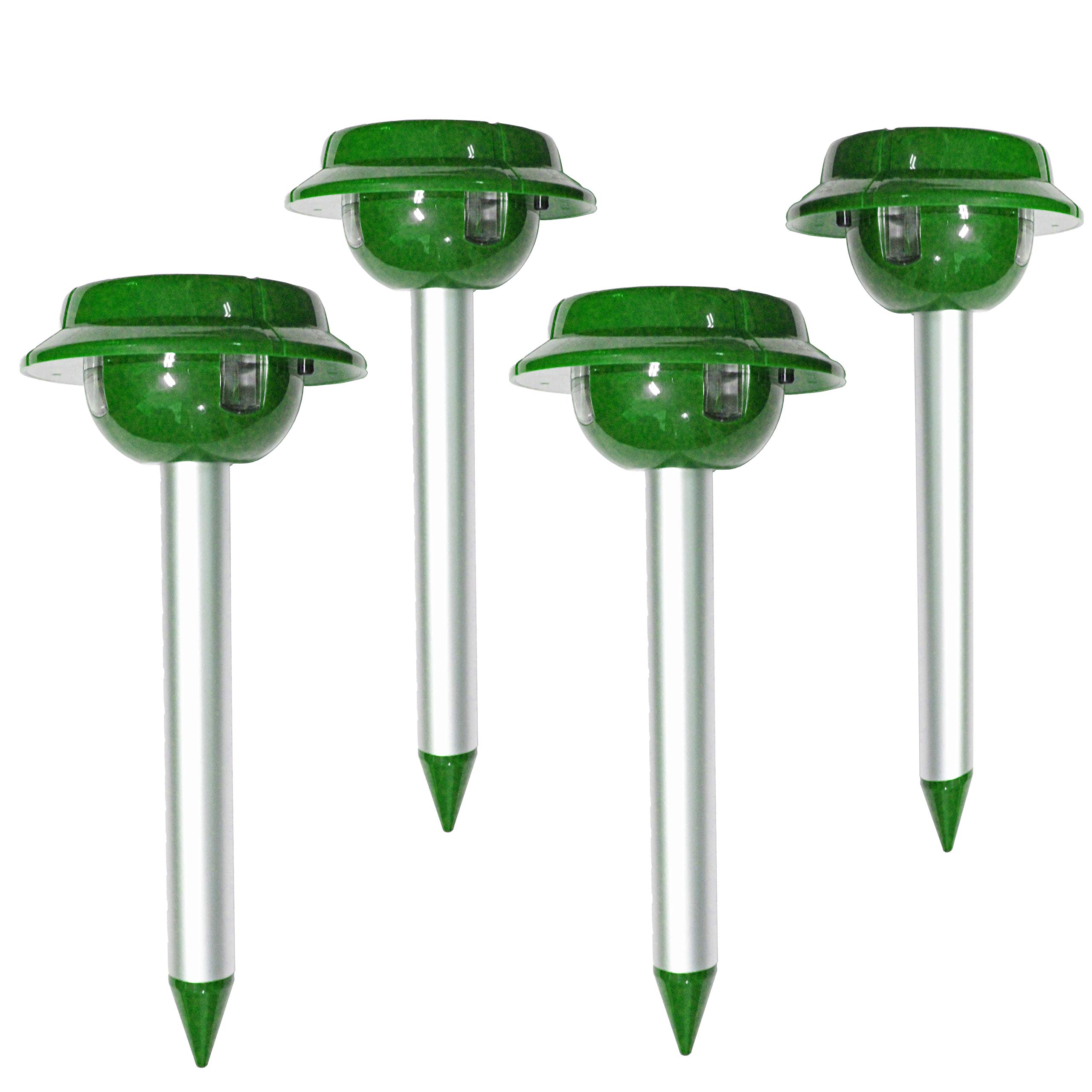 (4 Pack) Professional Solar MOLE & Snake Repellent, Gopher Mole Snake Scorpion Worm etc. Detterent, Keep The pests Away from Your Property Within 2-4 Weeks, Whole Year Full Warranty!