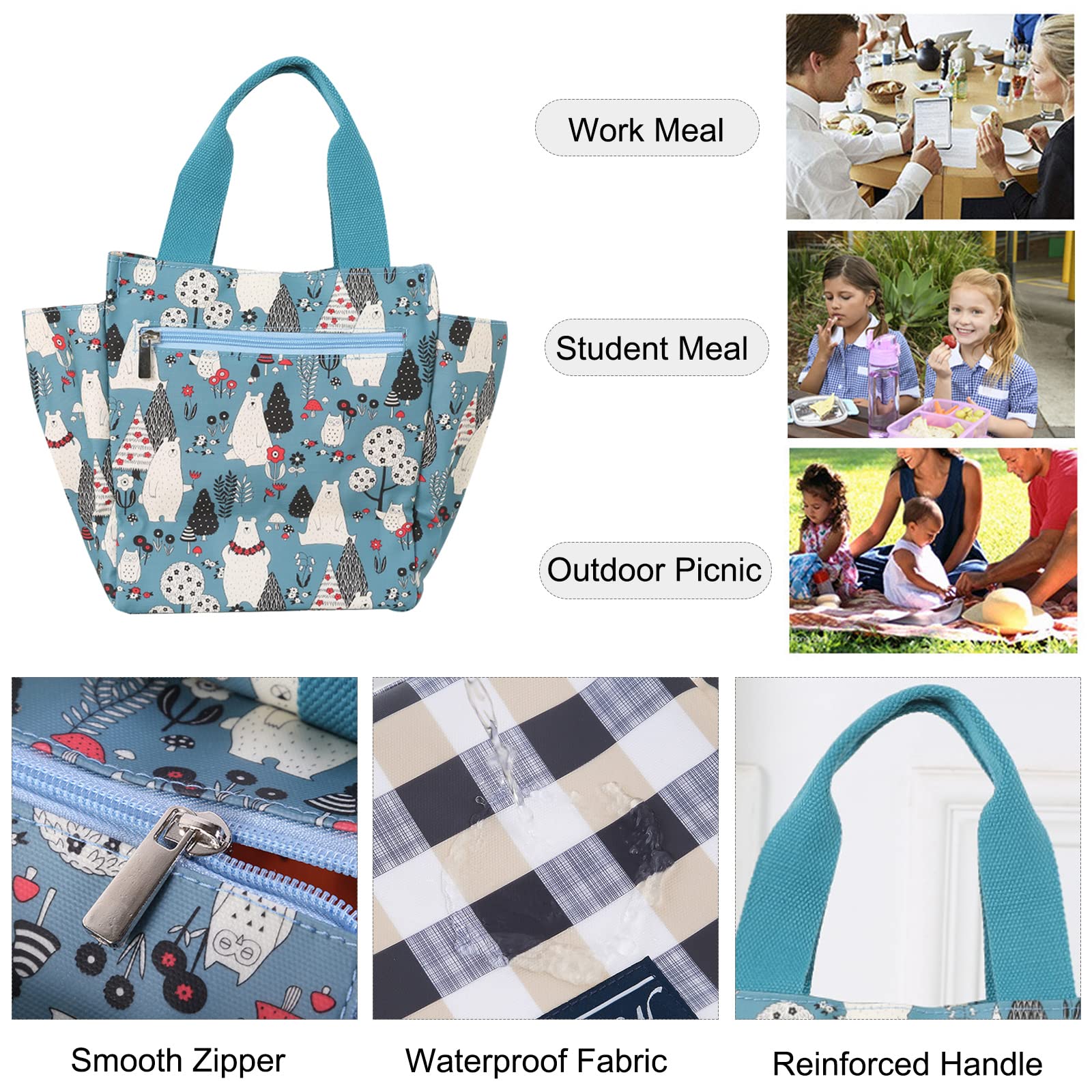 FANDARE Borsa Porta Pranzo Borsa da Picnic da Donna per Ufficio Lavoro Scuola Viaggi(Gatto)