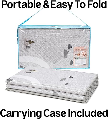 Miniatura 3 de Tapete de juego plegable y sedoso para bebé, diseño de tapetes Le Mans, tapete perfecto para el tiempo boca abajo y alfombra de cuarto de bebé,