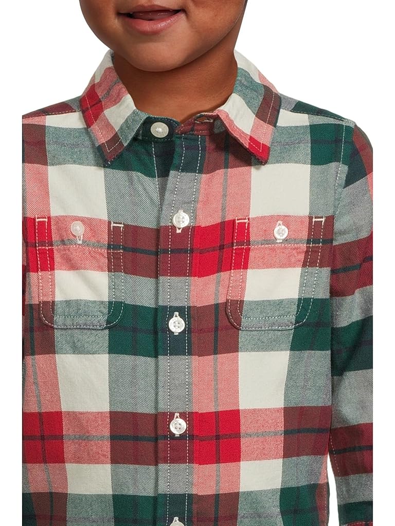 Multi Janie and Jack Plaid Twill Button Down Shirt (Infant)