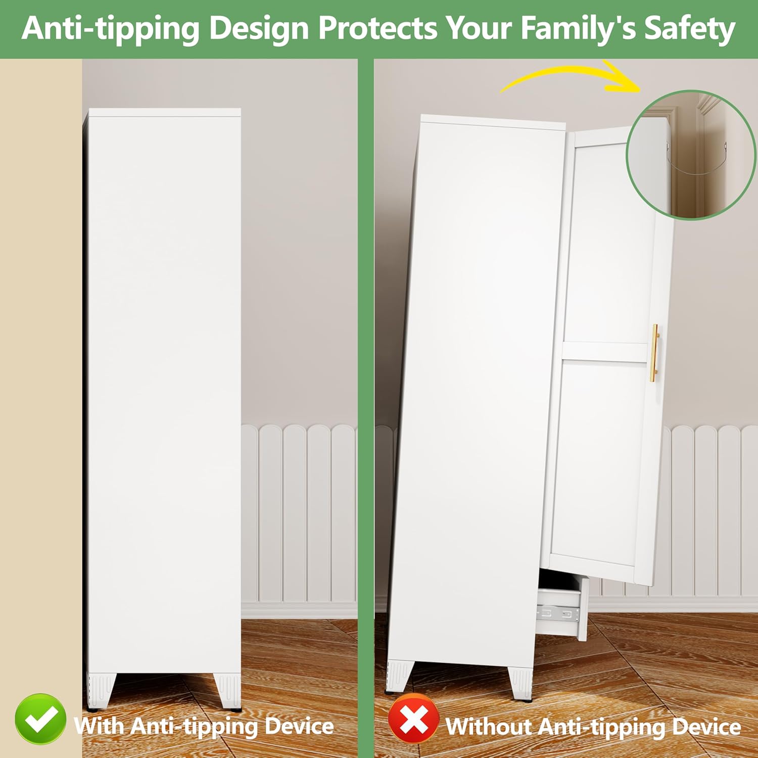 71" H Metal Armoire Wardrobe Closet with Drawer, Adjustable Shelf, Clothes Drying Pole, Clothes Storage Closet for Bedroom (White)