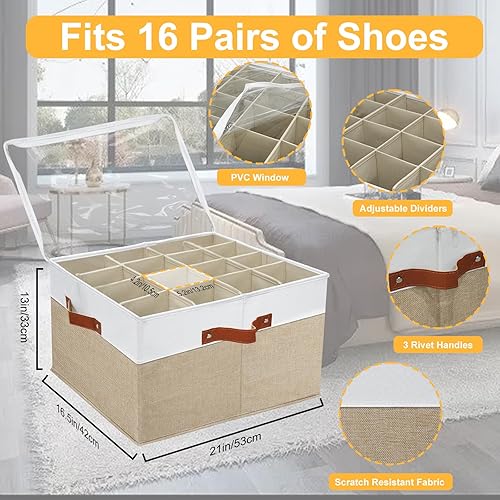 Miniatura 7 de Organizador de almacenamiento de zapatos para armario, caja de almacenamiento de zapatos apilable para entrada, armario de almacenamiento en cubo,