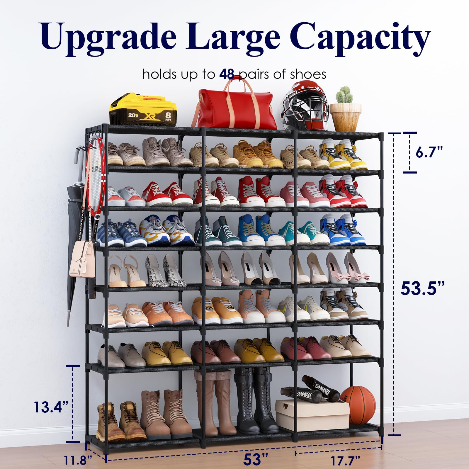 Kitsure Shoe Organizer - 8-Tier Large Shoe Rack for Closet Holds