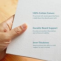 Vista 5 de KEFF Tableros de Lienzo para Pintar - Paquete de 2 de 3x5, Paquete a Granel de Lienzos, 100% Algodón Triple Imprimado, Lienzos Pequeños