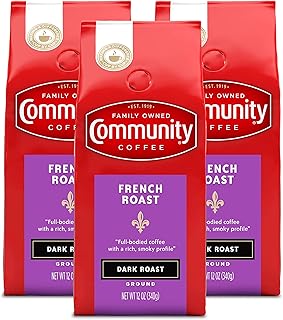Community Coffee French Roast Dark Roast Ground 12 oz 3 ct Gable Top 12 Ounce (Pack of 3)