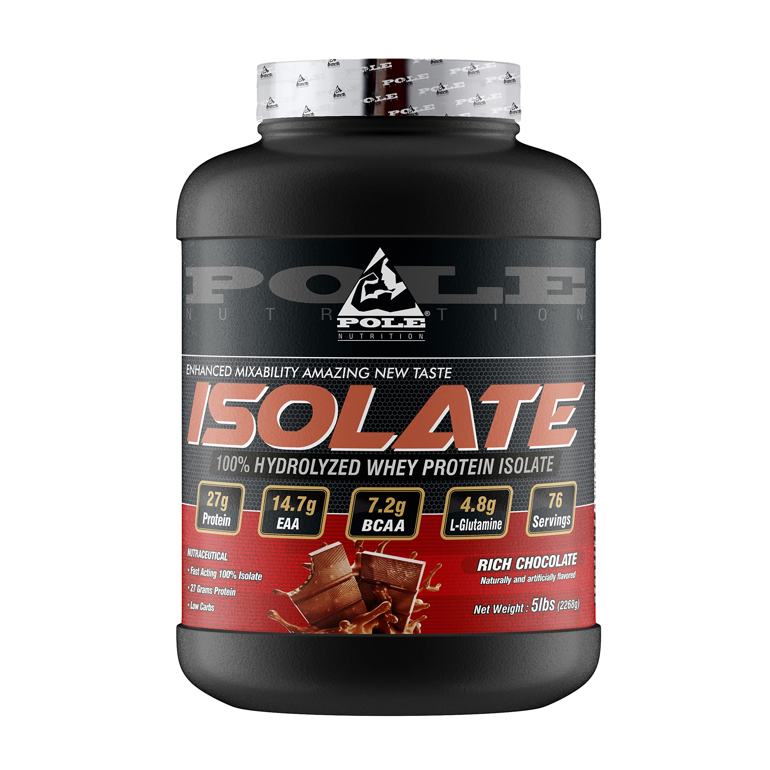 Pole Nutrition Isolate Protein 5Lbs (5 Lbs, Rich Chocolate, 76 Serving) Chocolate 5 Lbs