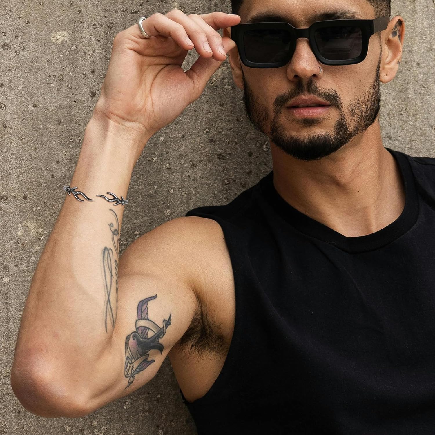 HZMAN Tree of Life Branch Shape Open Bracelet for Men Women Stainless Steel Adjustable Bangle Bracelet - Image 2