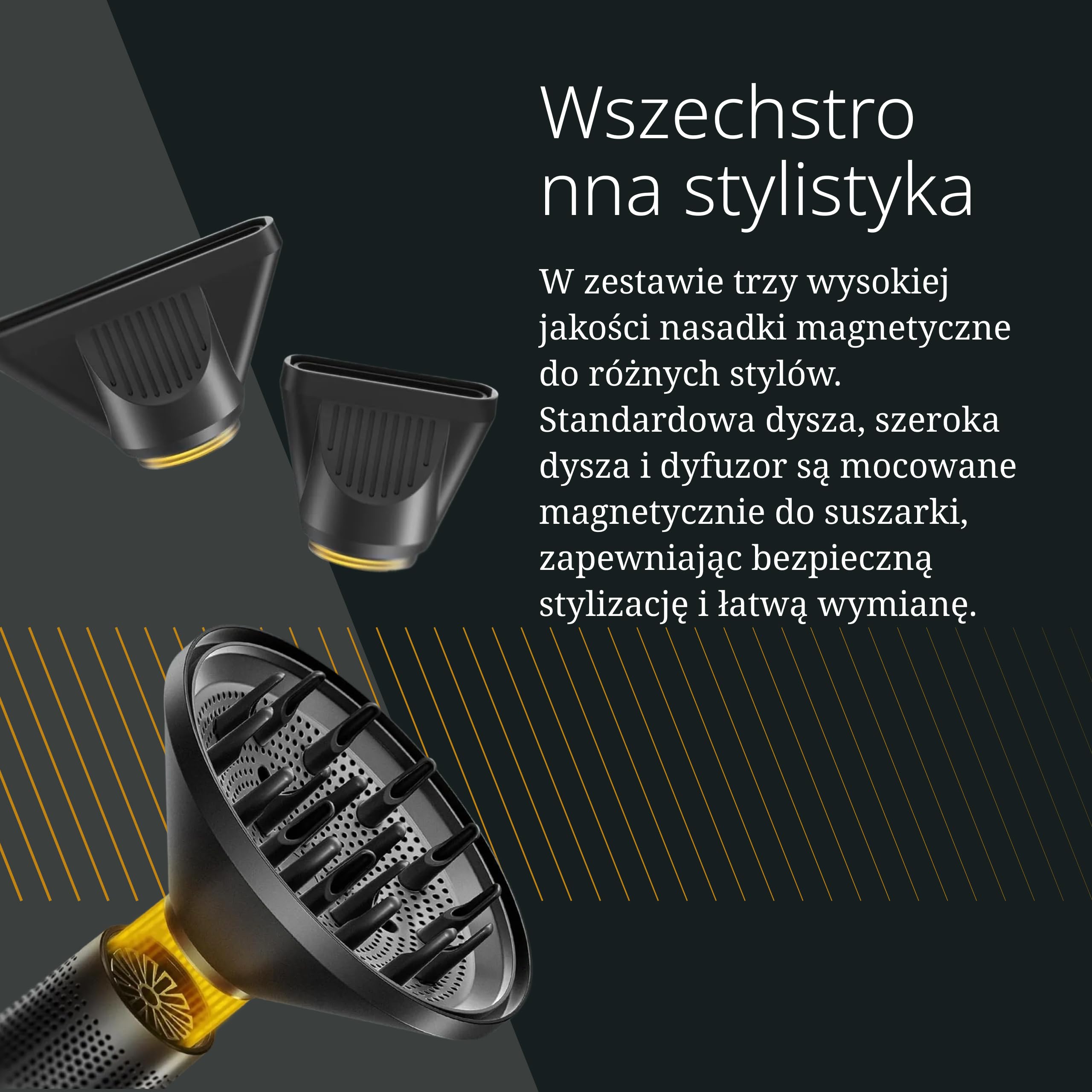 Wahl Vanquish - profesjonalna suszarka do włosów - szybkie suszenie - z magnetycznymi dyszami i dyfuzorem - Czarny