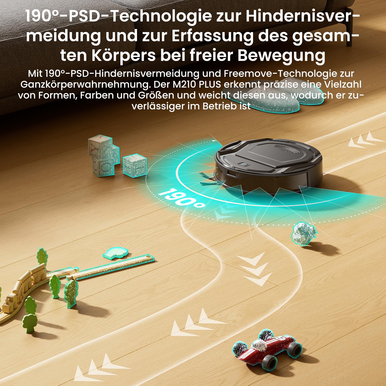 Lefant M210 Plus Robotstaubsauger mit 6000Pa Saugkraft | Wischfunktion​& 2L Selbstentleerung, Saugroboter mit PSD Hindernisvermeidung, Teppicherkennung, Sperrzonen​& Kartierung,