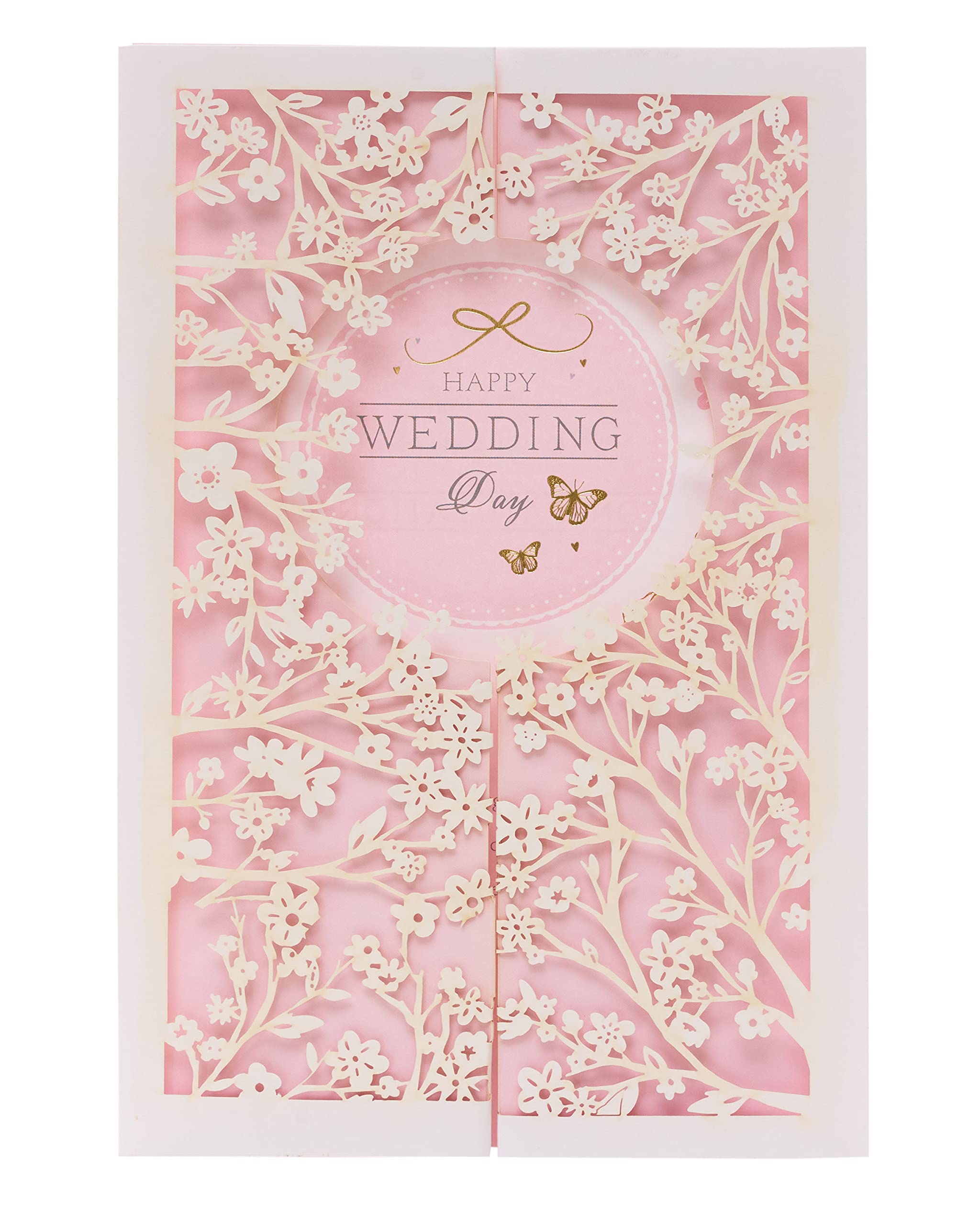 UK Greetings Wedding Card for Him/Her/Friend - Cut-Out Floral Design