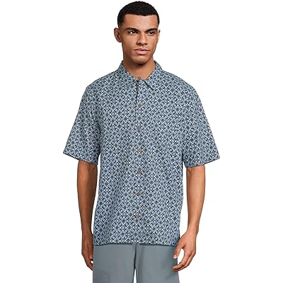 Мужская рубашка L.L.Bean Tropics Shirt Short Sleeve Traditional Fit Print Shirt mariner geo