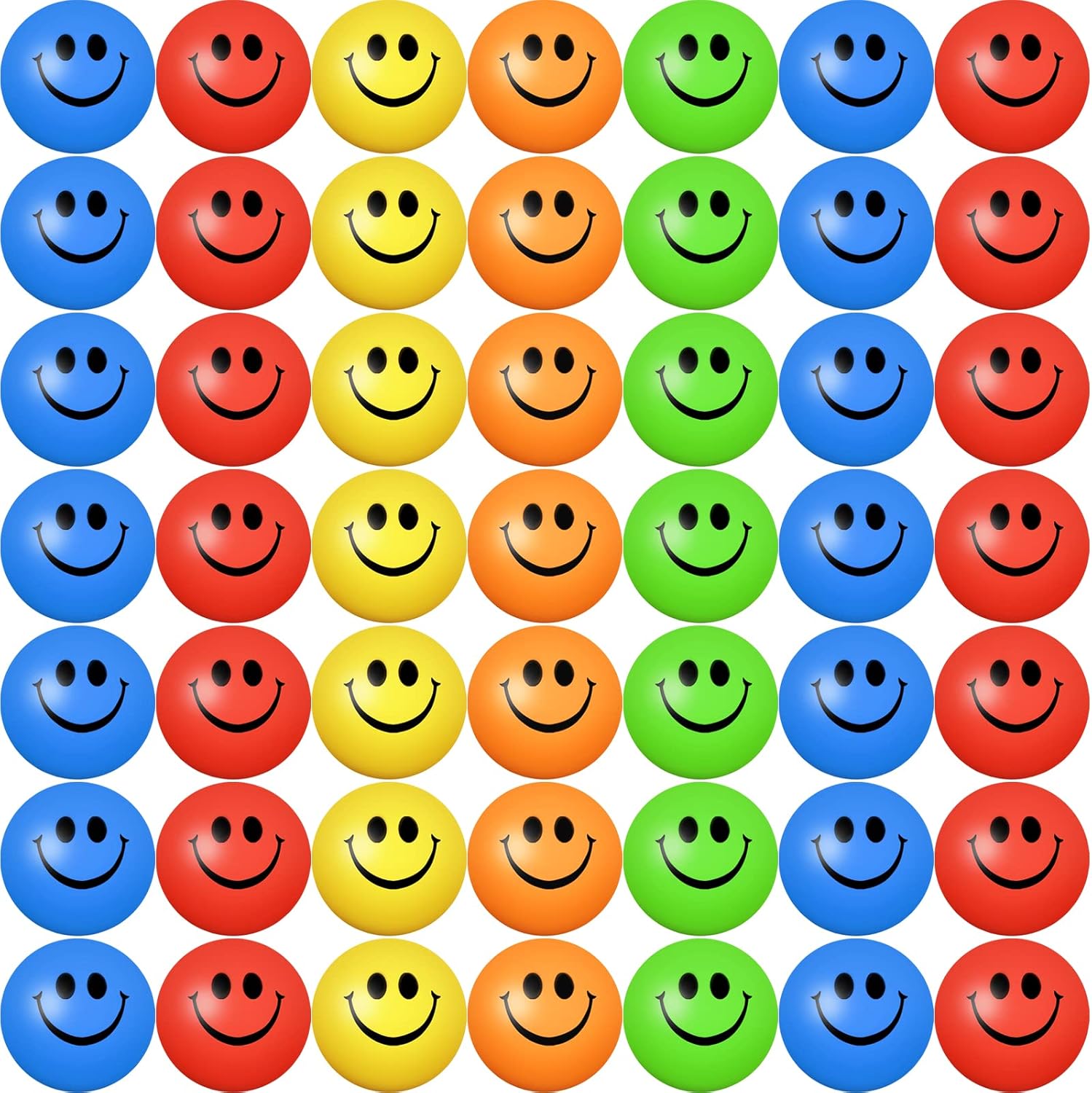 Vinsot 40 Pcs 2.5 Inch Assorted Color Smile Face Stress Balls Bulk Smile Stress Relief Balls Mini Funny Foam Face Toys for Teens Adults Carnival Bag Fillers